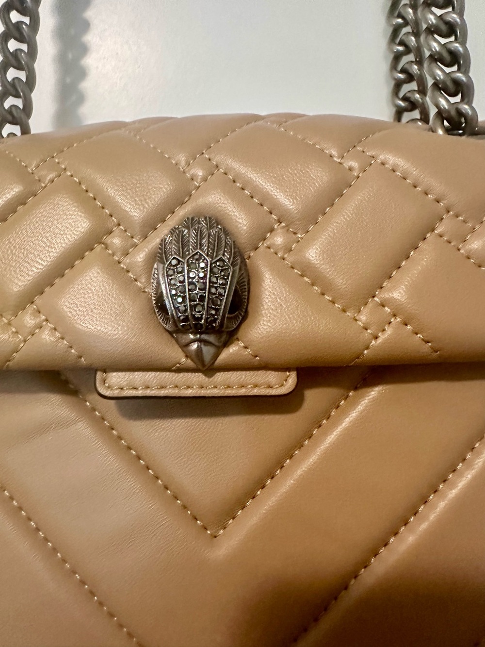 Kurt Geiger Quilted Camel Leather Shoulder Bag converts to crossbody - Picture 3 of 11